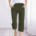 thumbnail image 2 of QATAINLAV Linen Capri Pants for Women Summer Casual Lightweight Cropped Trousers Drawstring Straight Capris with Pockets Beach Outfits Army Green XXL Mother's Day Gifts, 2 of 7