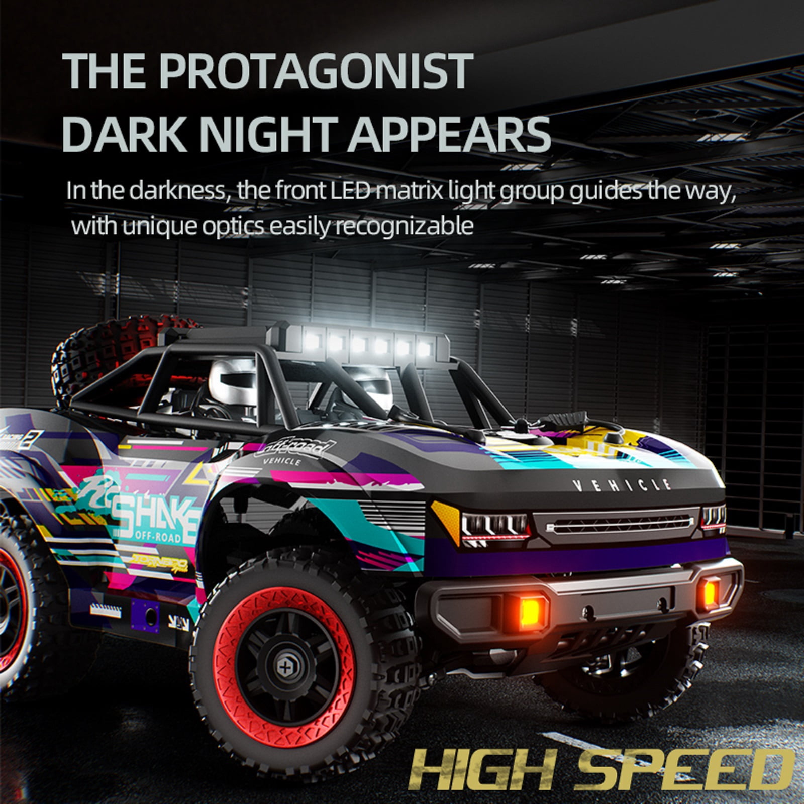 RC Car 1:18 Scale 4WD High Speed 60km/h Remote Control Truck, Upgraded 2840 Brushless Motor, 2.4GHz Off-Road Monster Truck with 2 Batteries