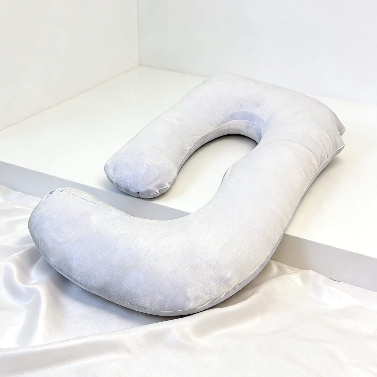 J-Shaped Pregnancy Pillow (65" x 16" x 8") - Full Body Maternity Support Pillow for Back, Hip and Belly Pain Relief, Light Purple