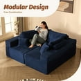 thumbnail image 2 of BIGSYY 137" Modular Sleeper Sofa for Adults - Memory Foam, Extra-Deep Seats, Corduroy Fabric, Blue (2 Packages), 2 of 9