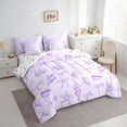 thumbnail image 2 of jejeloiu Kawaii Bowtie Bow 7pcs Bedding Comforter Set,Ocean Animal Seahorse Queen Bedding Sets For Girls Teens Reversible, 2 of 7