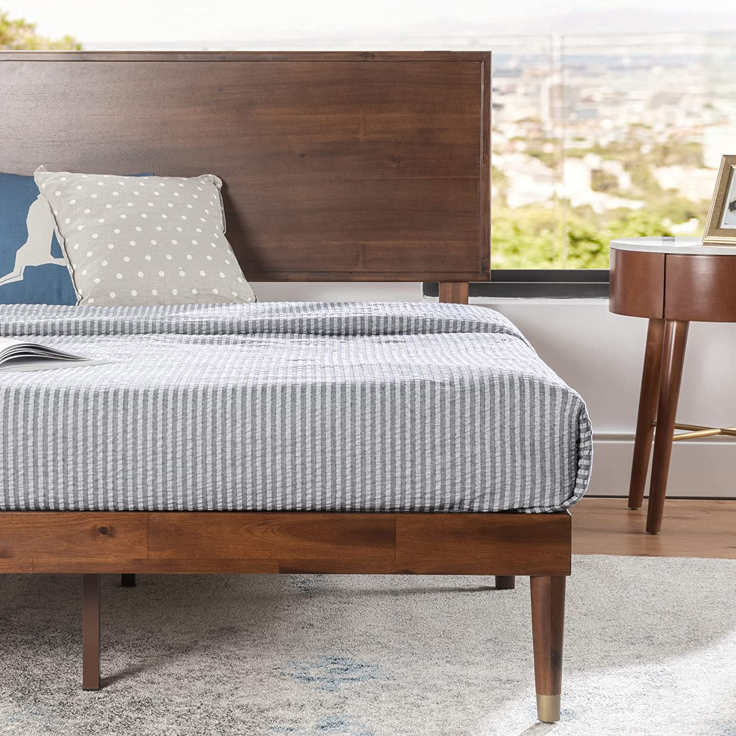 Raymond wood platform bed frame with adjustable headboard height deals