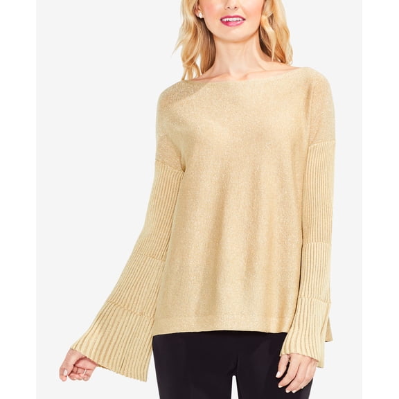Vince Camuto Metallic Bell Sleeve Sweater Bisque 2XS