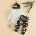 thumbnail image 4 of Dakiuu Baby Girls Clothes Newborn Infant Letter Graphic Ruffle Romper and Camo Pants with Cute Headband 3 Pieces Outfit Sets White 3-6 Months (6M), 4 of 9