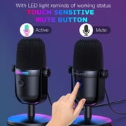 ONIKUMA USB Gaming Microphone for PC/PS5, Condenser Streaming Mic with Noise Cancellation, Mute Button & RGB Light for Podcast, Twitch, Discord & YouTube