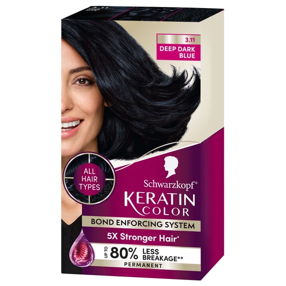 Schwarzkopf Keratin Color Permanent Hair Color Cream, 3.11 Deep Dark Blue