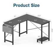 EDX L Shaped Computer Desk Corner Desk, Gaming Table 50 inch PC Writing Study Desk for Home Office Dorm Small Space, Black
