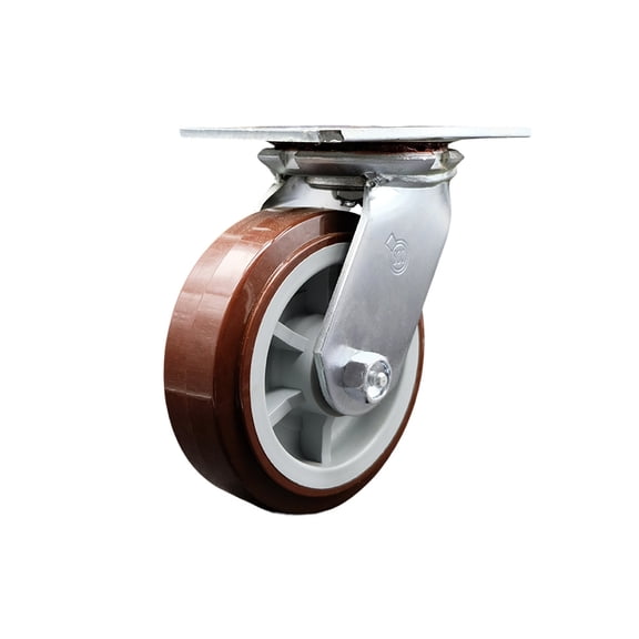 6 Inch Heavy Duty Top Plate Polyurethane Swivel Caster with Ball Bearing SCC
