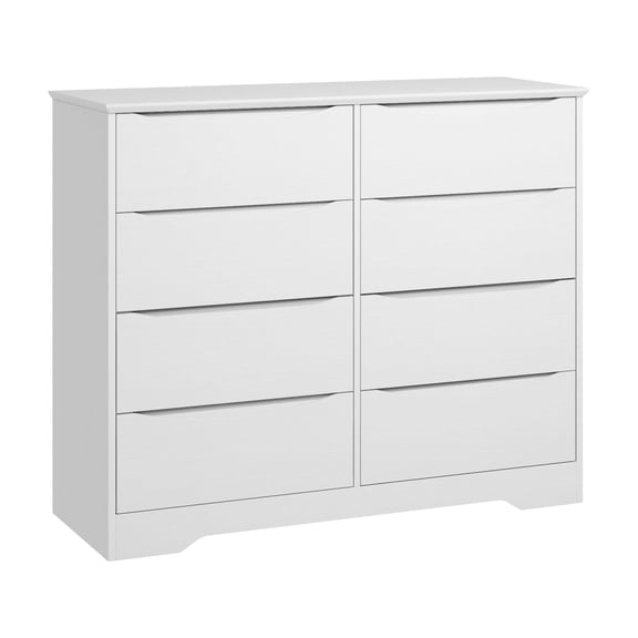 8-Drawer Dresser White Wood Grain Finish Modern Bedroom Chest Storage Organizer Cabinet