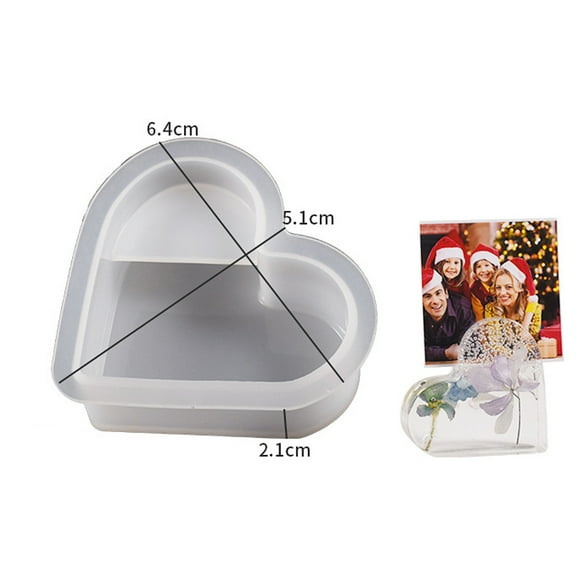 DIY Memo Photo Holder Silicone Molds Resin Casting Molds for UV Resin Epoxy Resin Craft Making Heart 51x64x21mm
