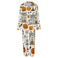 thumbnail image 5 of White Womens Halloween Pajamas Satin Long Sleeve Button Top Matching Pants 2026 Fall Cute Satin Ghost Pumpkin Print Sleepwear 2XL, 5 of 5