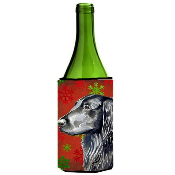 Flat Coated Retriever Snowflakes Holiday Christmas Wine bottle sleeve Hugger