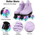 thumbnail image 3 of EONROACOO Roller Skates for Adult & Kids, Classic Double Row Leather Shiny Quad Skates(Purple, Women 4.5/Men 3), 3 of 10