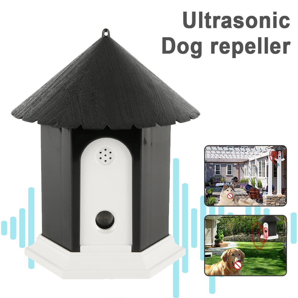 Ultrasonic Dog Bark Controller Barking Repeller Outdoor Bird House Black 