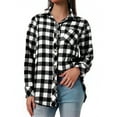 thumbnail image 2 of Women's Shirts Winter Button Plaid Lapel Outerwear Blouse Long Sleeve Shirts Turndown Collar Regular Tops Plaid Shirts for Women, 2 of 2