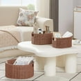 thumbnail image 6 of Wicker Storage Basket, Set of 3 Hand-woven Storage Baskets for Organizing, Round Large Wicker Baskets for Storage Decor, Pantry Storage Cubes Organization Baskets for Shelves, Brown, 6 of 14