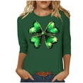 thumbnail image 2 of Elvqul 3/4 T-Shirts à Manches pour Femmes Imprimé Grande Taille T-Shirts Col Rond Vert Fête la Saint-Patrick Hauts pour Femmes Décontracté, 2 of 5