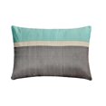 thumbnail image 1 of Funda de almohada lumbar Aqua de 30 x 50 cm (12" x 20"), almohada rectangular de seda con diseño de bloques de color y patchwork, diseño moderno a rayas - Seda Aqua de felpa, 1 of 3
