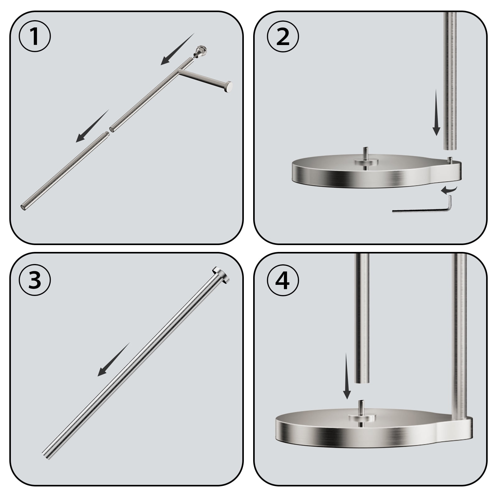 KASUNTO Toilet Paper Holder for Bathroom, Heavy Weighted Metal Free Standing Toilet Paper Storage with Crystal Ball, Toilet Paper Stand for Bathroom Accessories, Brushed Nickel [Holds MEGA Rolls]