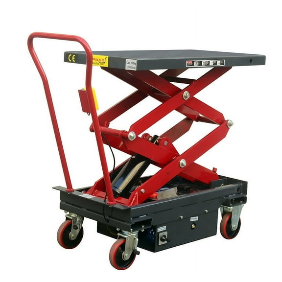 DC Powered Double Scissor Lift Table, 2000lb., 39.75x20.5", 19.5-57" Height