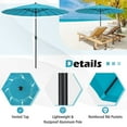 thumbnail image 6 of Topcobe 9 Feet Round Patio Umbrella with 18 Fiberglass Ribs, Sunbrella Patio Umbrellas, Turquoise, 6 of 8