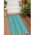 thumbnail image 5 of Unique Loom Outdoor Trellis Collection Area Rug - Parmaklik (2' x 6' 1" Runner Teal/Navy Blue), 5 of 10