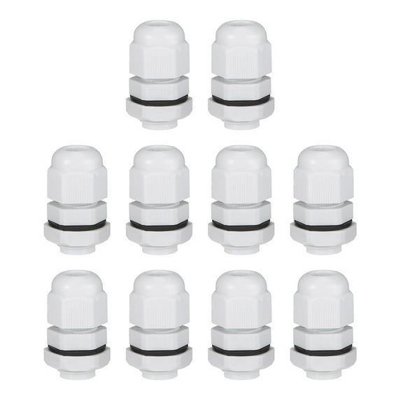 M12x1.5 Cable Gland 2mm-5mm Wire Hole Waterproof Nylon Joint Adjustable Locknut with Washer White 10 Pieces