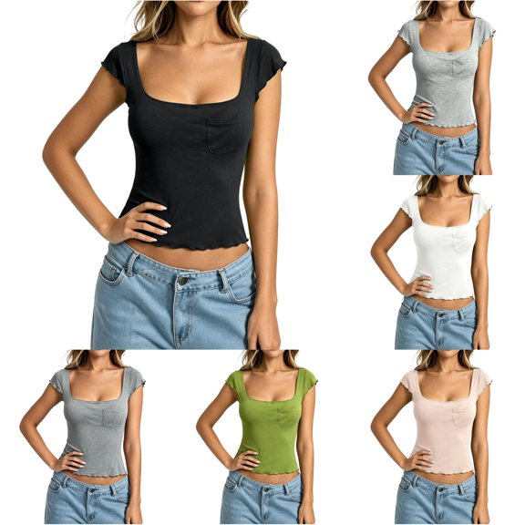 Kingdiese Womens Fashion Crew Neck Short Sleeve T Shirts Casual Basic Tee Summer Soft Blend Women Undershirt, Size S