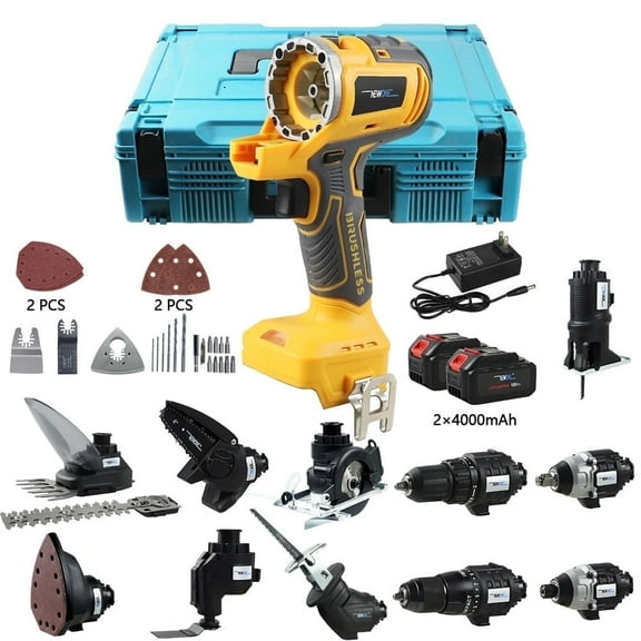 NEWONE 18V Cordless Power Tool Combo Kits 12-Tool Set with 2 x 4.0Ah Battery and Charger Brushless Cordless Power Tool Set