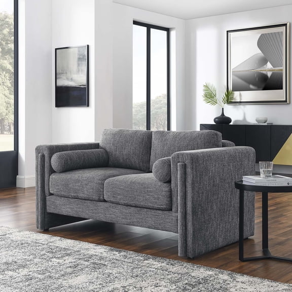 Modway Visible Fabric Loveseat in Gray