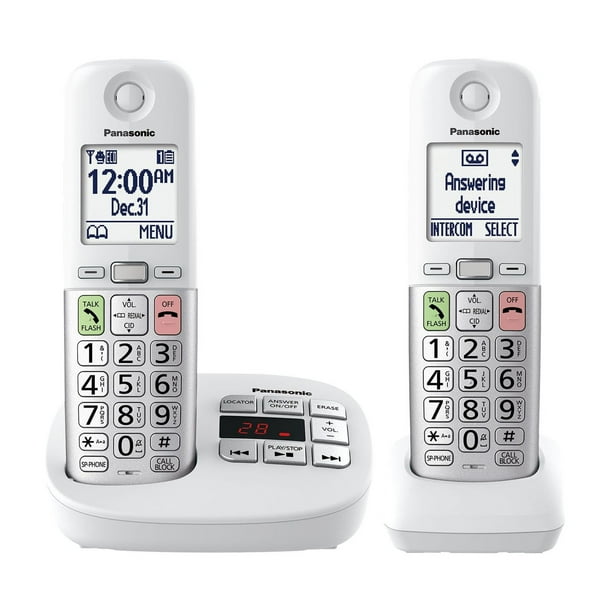 Teléfono inalámbrico Panasonic KX-TGU432W con pantalla grande, 2 auriculares