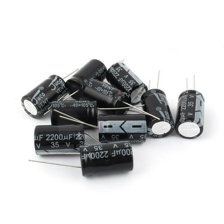 Unique Bargains 10 Pcs 35V 2200uF 105C Radial Lead Electrolytic Capacitor 16mm x 27mm