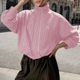 thumbnail image 5 of Iyufng Women's Gingham Plaid Stand Collar Jackets, Long Sleeve Loose Cropped Casual Zip Up Lightweight Outerwear, 5 of 9