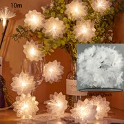 HLONK USB Powered Flower Fairy Light  20 LED Fiber Flowers  Decorative Indoor Lighting for Weddings  Christmas  Parties  Rooms  Bedrooms - Double-layer Petal LED Light String