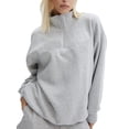 thumbnail image 3 of LMLYSoH Women Shorts Set, Long Sleeve Stand Collar Zipped Sweatshirt with Shorts Activewear Fall Outfit, 3 of 5
