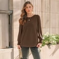 thumbnail image 2 of SUNBS Long Sleeve Shirts for Women Pleated Crewneck Fall Winter Casual Blouses, Sizes S-3XL, 2 of 7