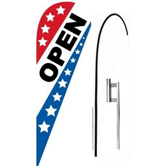 Flagforest 5 Five Open red/wh/bl 10.5' Teardrop Blade Flags KIT