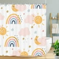 thumbnail image 2 of Boho Rainbow Shower Curtain for Kids Bathroom, Cute Colorful Sun Teen Girls Fabric Shower Curtains Set, Pastel Restroom Decor Accessories with Hooks 72X84 Inch, 2 of 3