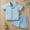 Blue, variant on Usaibhir Toddler Baby Boy Clothes Summer Outfits Cotton and Linen Short Sleeve T-Shirt Shorts Set Solid Color Clothes Outfits Set 0-5T