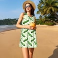 thumbnail image 3 of Honeii Green Cucumber1 Print Women's Sleeveless Dress, Loose Fit Casual Dress for Women, Summer Fashion Dress, 3 of 7