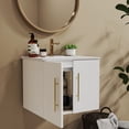 thumbnail image 6 of 24-Inch Wall-Mounted Bathroom Vanity with Sink Combo,Double Doors,Soft Close Hinges, Ceramic Basin,Easy Assemble,Gold Metal Long Handle,Storage Space,Glossy White, 6 of 10