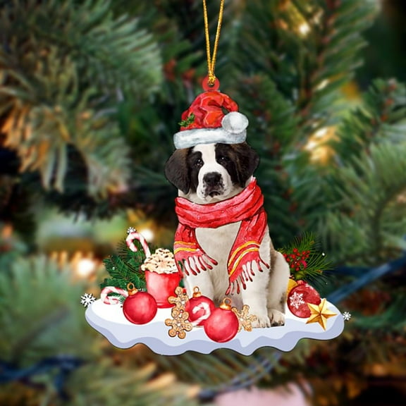 Acrylic 2D FLAT - Saint Bernard-Better Christmas Hanging Ornament - Holiday Tree Decoration