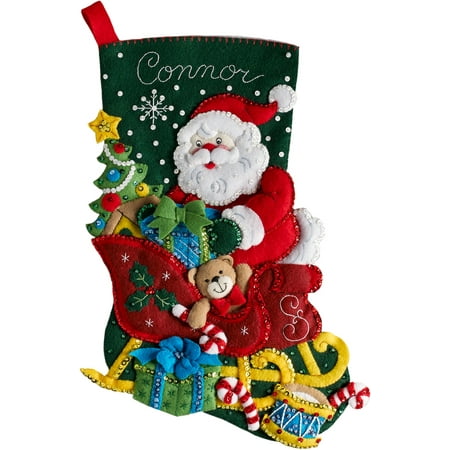 Bucilla Christmas Felt Kits - Bucilla Felt Stocking Applique Kit 18