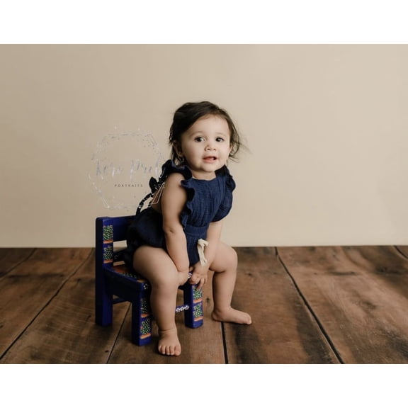 Laurenza's Baby Girls Cotton Navy Frill Romper Cake Smash Spring Summer Romper 6-9M