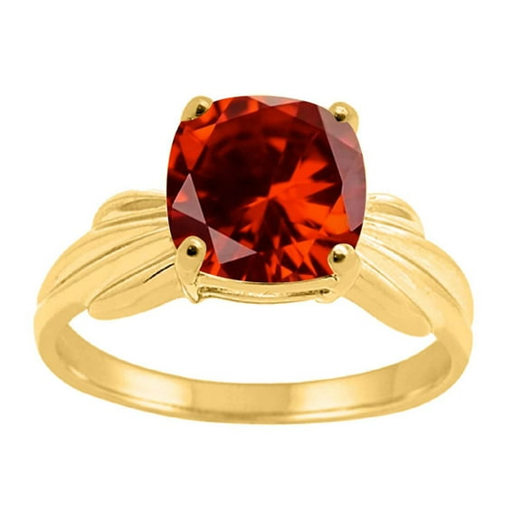Mauli Jewels Rings for Women 2.25 Carat Cushion Cut Garnet Ring Prong 10K Yellow Gold