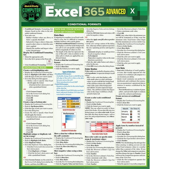Microsoft Excel 365 Advanced : a QuickStudy Laminated Reference Guide (Edition 1) (Other)