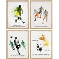 thumbnail image 3 of PixonSign Framed Paints Stroke Soccer Players Football Wall Art, Set of 4 Boy's Bedroom Illustration Wall Decor, Modern Adhesive Canvas Poster, Multicolor Contemporary Wall Décor - 8"x10" Natural, 3 of 5