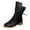 Black, variant on Women's Vintage Rivet Cowboy Boots Mid-Calf Boots, Non-slip Side Lace-Up Back Zip Low Heel Knight Boots Western Boots