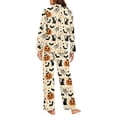 thumbnail image 6 of DISNIMO Womens Pajama Sets Cat Pumpkin Bat Print Long Sleeve Sleepwear with Long Pants Button Up Loungewear Oversized V Neck Nightwear Halloween Lounge Set, M, 6 of 7