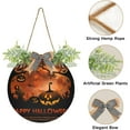 thumbnail image 2 of Coolnut Winter Halloween Pumpkin Welcome Sign with Bows and Grass Rings, Round Door Hanging for Holiday Indoor and Outdoor Family Door Wall Home Decor, 2 of 7